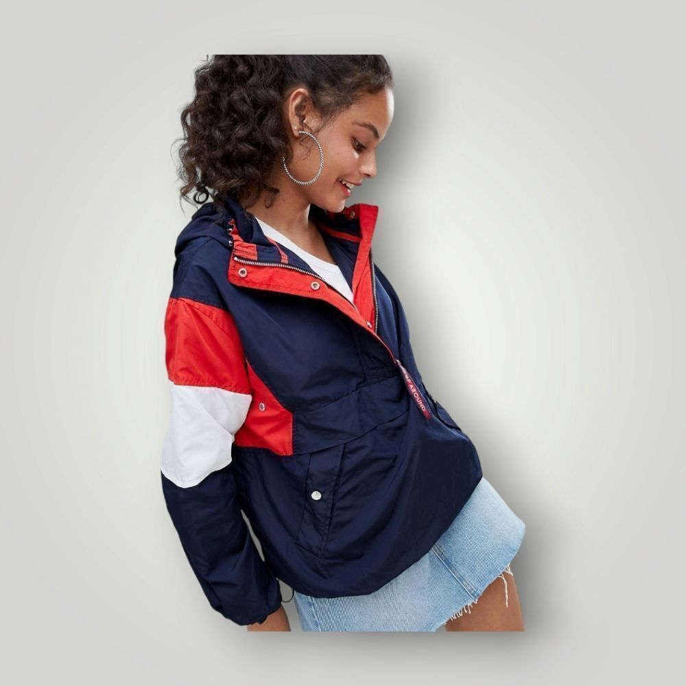 Bershka color block hooded anorak